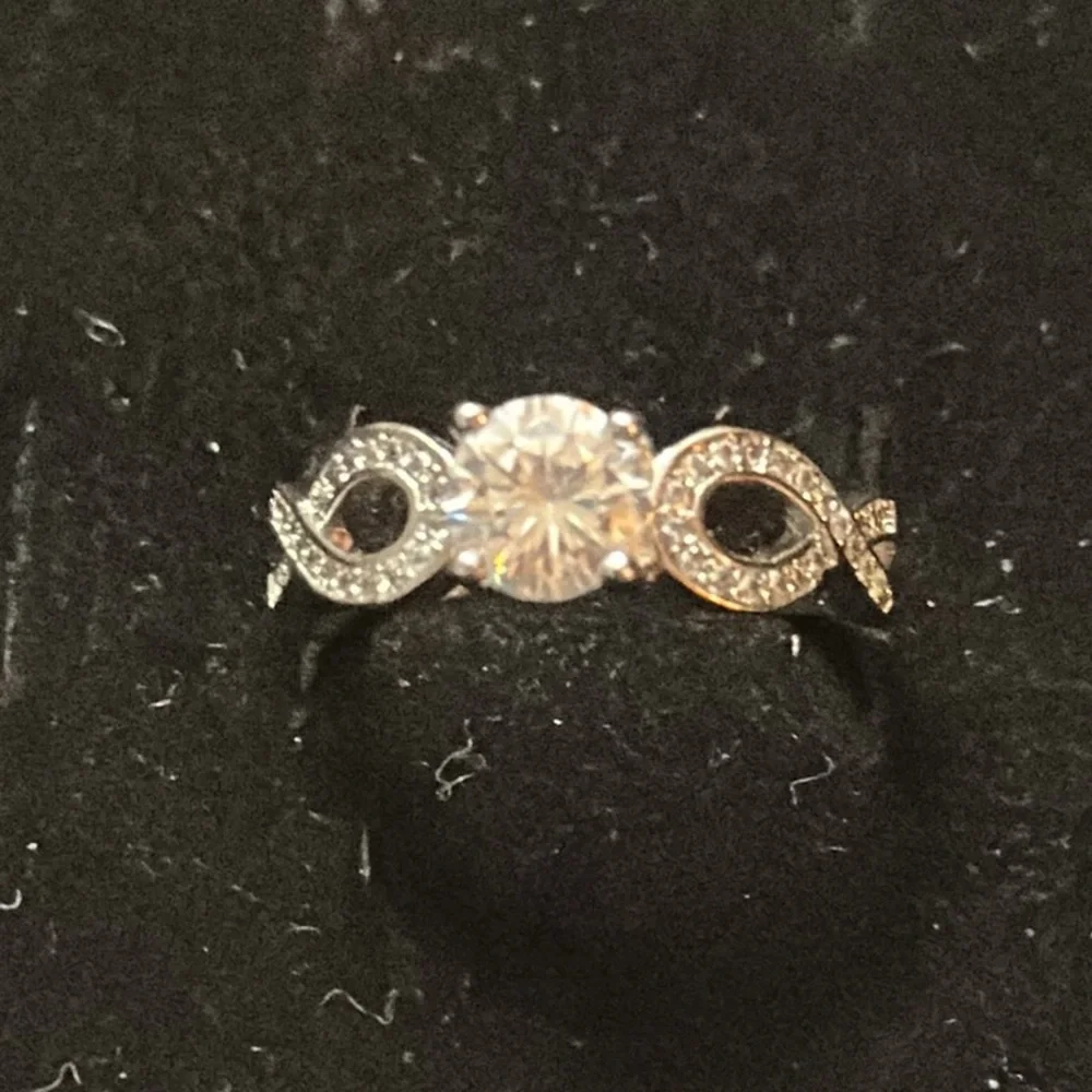 Cubic Zirconia Size 7 Silver-Tone Ring